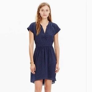 Madewell Blue Leopard Silk Dress